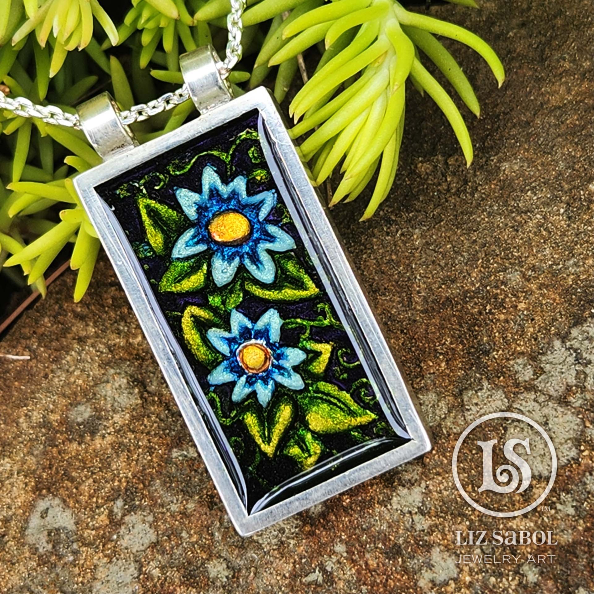 Secret Garden Blue, sterling silver